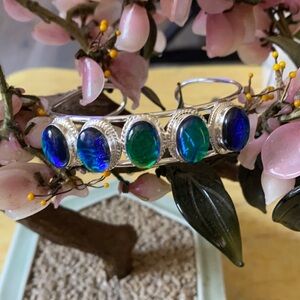 Vintage 925 Australian triplet opal cuff